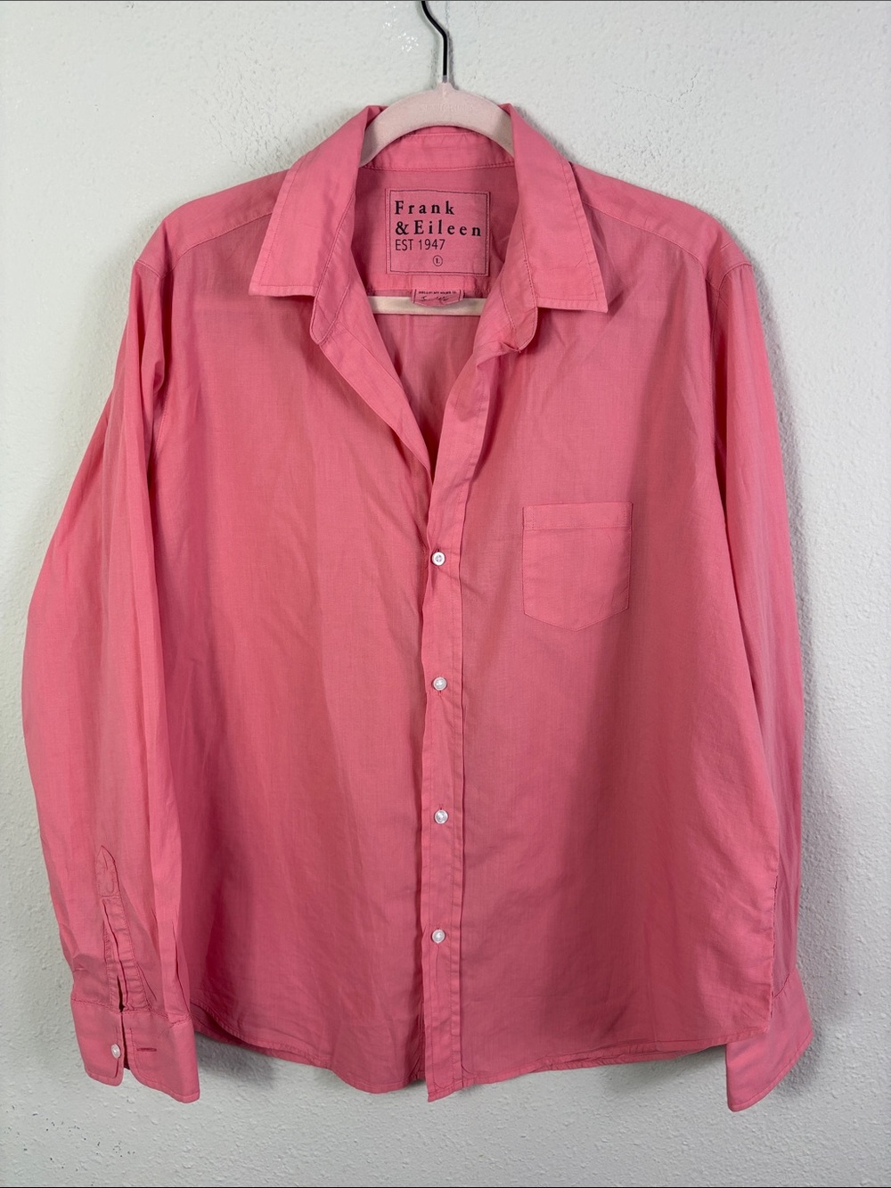 Frank & Eileen Long Sleeve Button Down Shirt “Eileen” Coral Pink size Large
